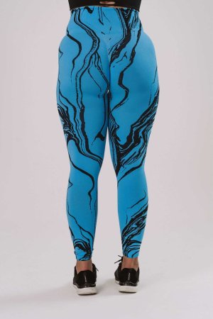 Colanti Fitness Gym Freak Zebra Push Up Talie Inalta Albastrii