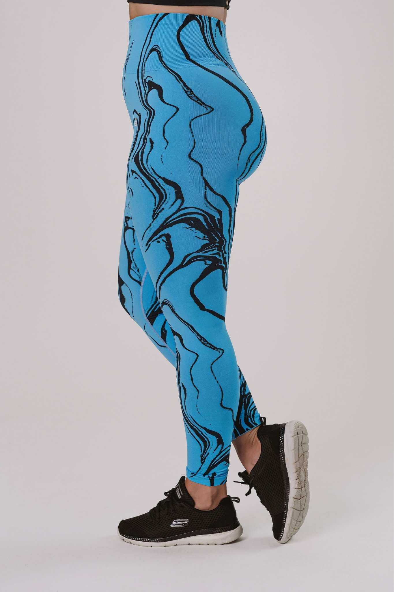 LEG-007-BLU (3) Colanti Fitness Gym Freak Zebra Push Up Talie Inalta Blue