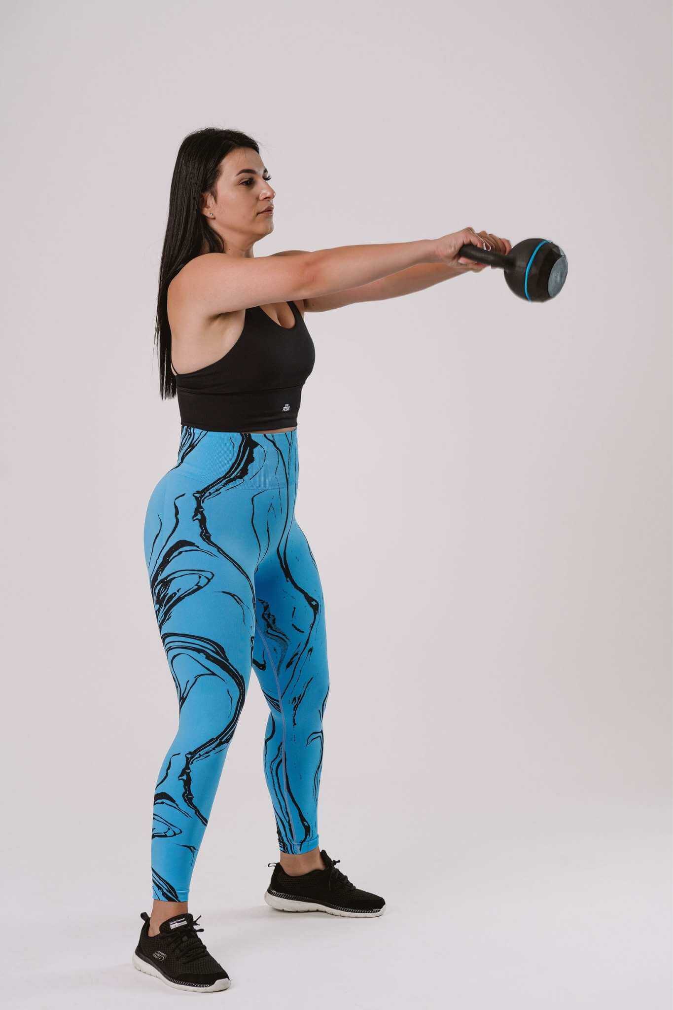 LEG-007-BLU (4) Colanti Fitness Gym Freak Zebra Push Up Talie Inalta Blue