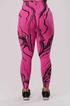 Colanti Fitness Gym Freak Zebra Push Up Talie Inalta Pink